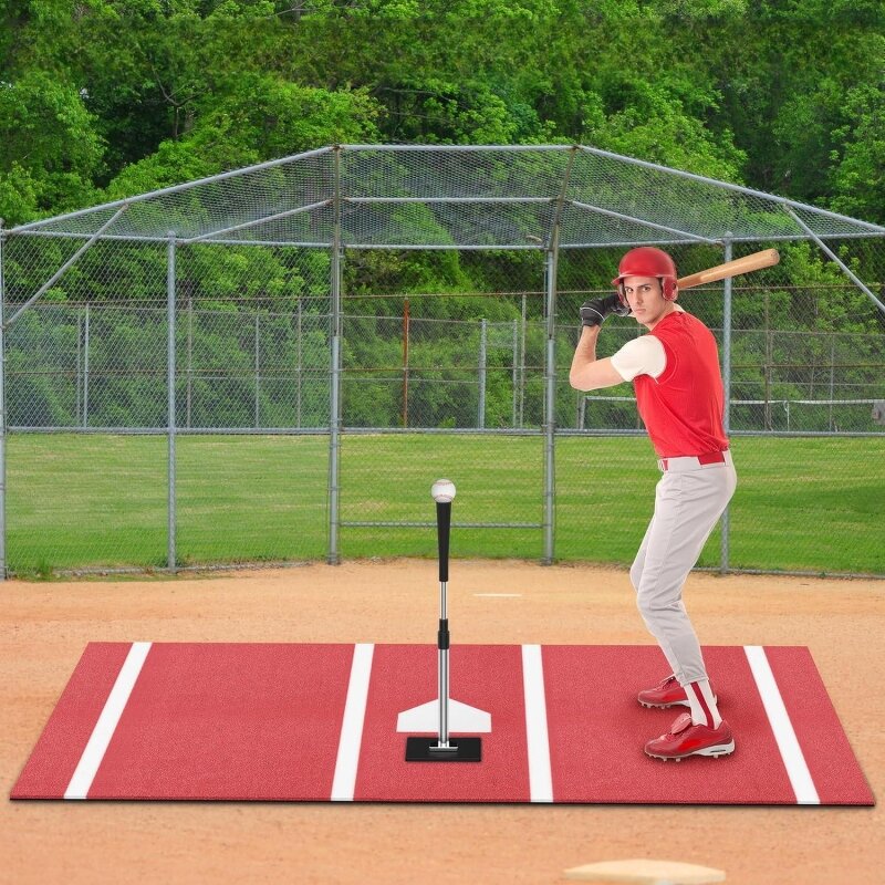 Softball Batting Mat Manufacturer - 3.8*10 Portable Turf Batter Box with Inlaid Home Plate