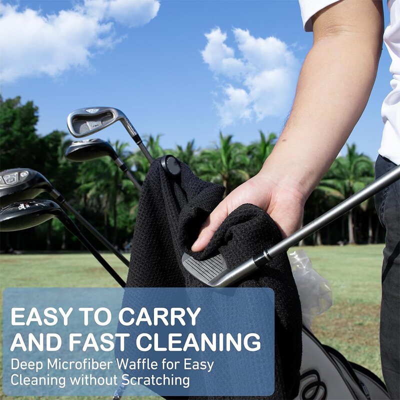 Golf Towel Manufacturer - Custom Logo Microfibre Waffle 30x30cm Grommet Hook Sports Care