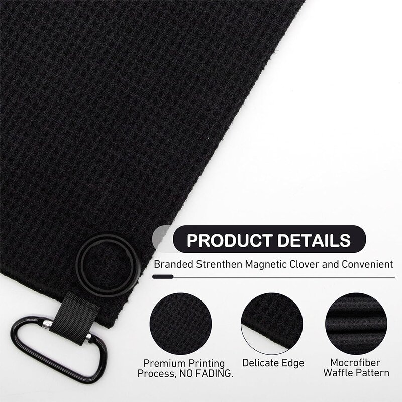 Golf Towel Manufacturer - Custom Logo Microfibre Waffle 30x30cm Grommet Hook Sports Care