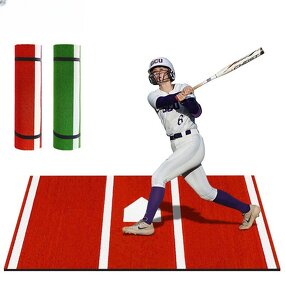 Softball Batting Mat Manufacturer - 3.8*10 Portable Turf Batter Box with Inlaid Home Plate