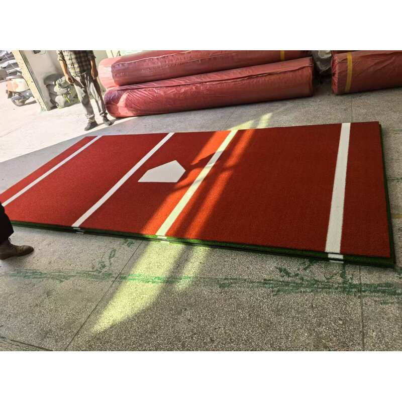 Softball Batting Mat Manufacturer - 3.8*10 Portable Turf Batter Box with Inlaid Home Plate