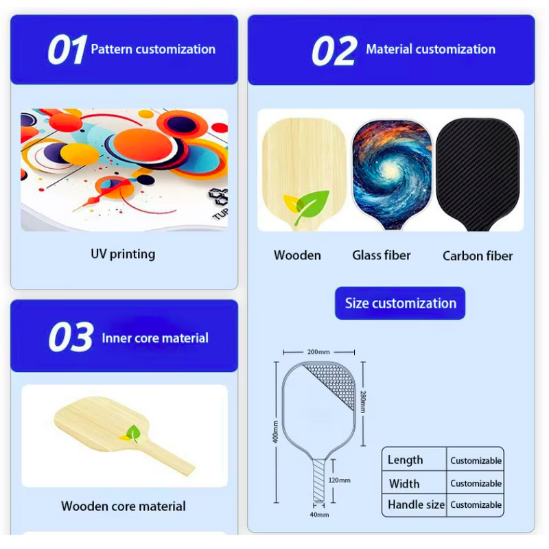 Pickleball Paddle Manufacturer - 2024 USAPA Fiberglass PP Core 8.47oz 10-13-16mm Custom Edge