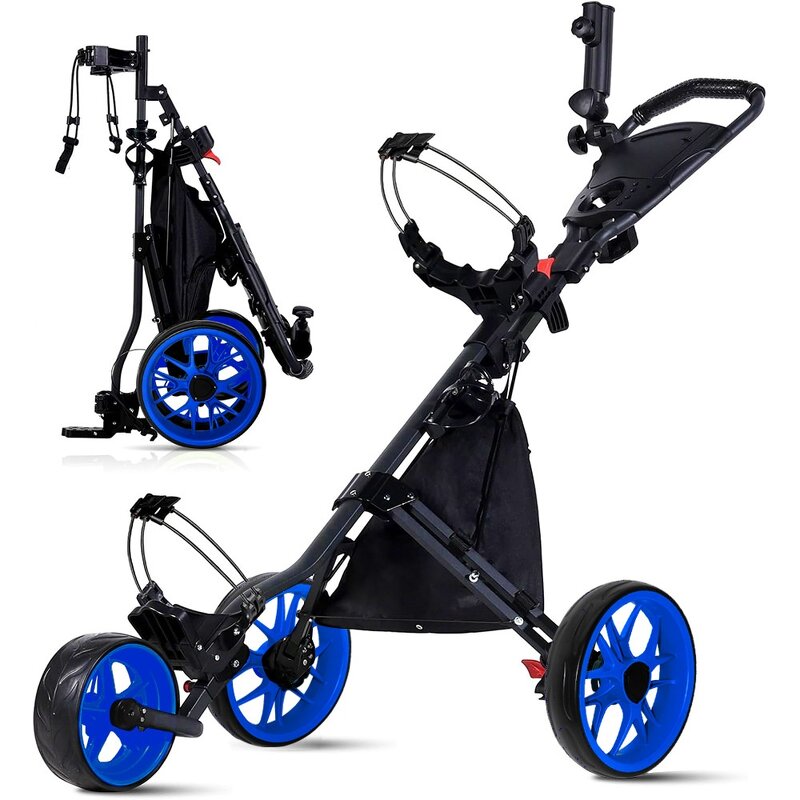 Golf Cart Trolley Manufacturer - Three-Wheeled Foldable Plastic ZH-A021 20kg Max Load