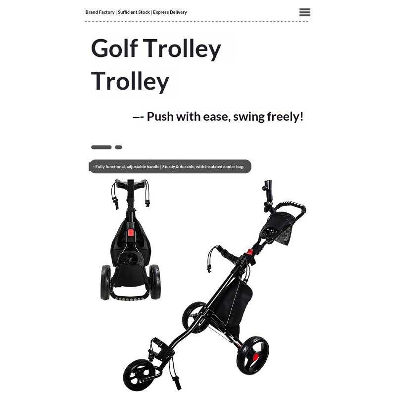 Golf Trolley Manufacturer - Aluminium Ball Wheels Push Cart 60kg Load Any Terrain