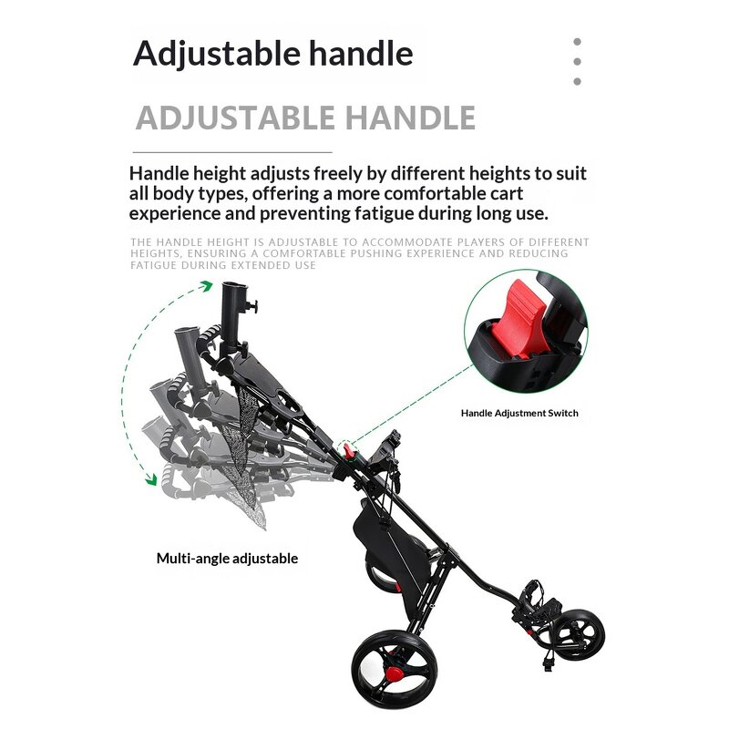 Golf Trolley Manufacturer - Aluminium Ball Wheels Push Cart 60kg Load Any Terrain