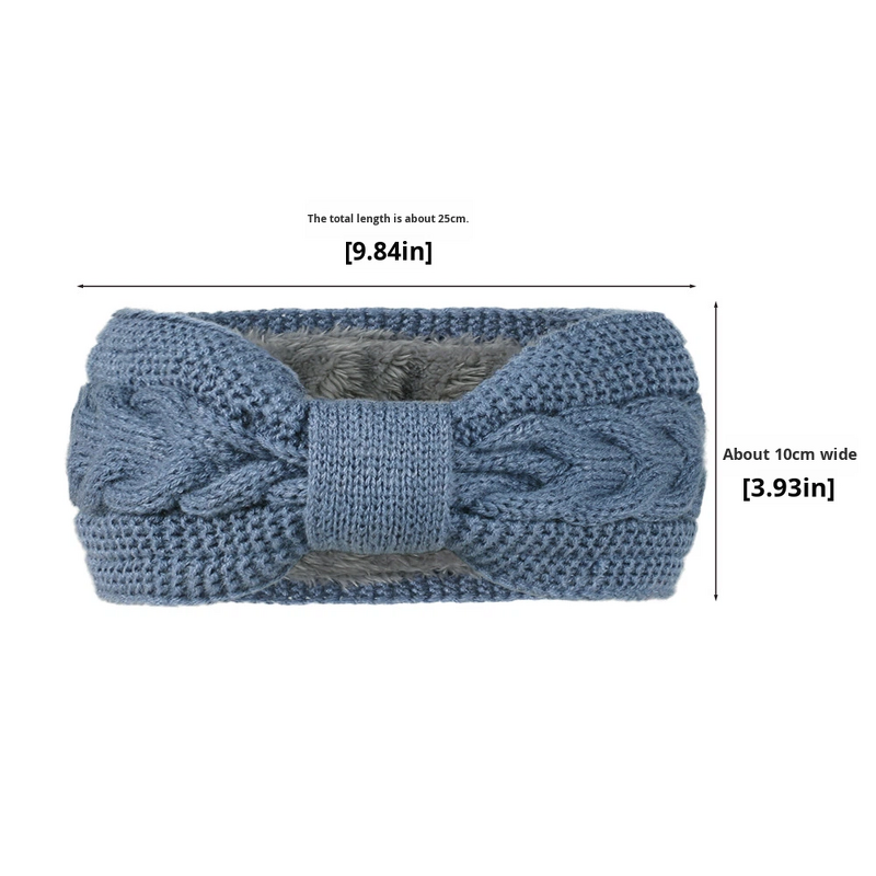 Hairband Manufacturer - Fleece-Lined Knitted Bowknot Autumn Winter Warm Ear Protection Women