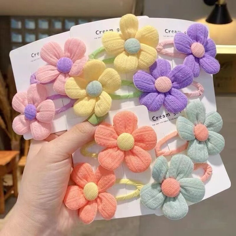 Hair Clips Set Manufacturer - 2 Pcs/set Cute Color Flower Ornament Girls Kids Lovely Barrettes