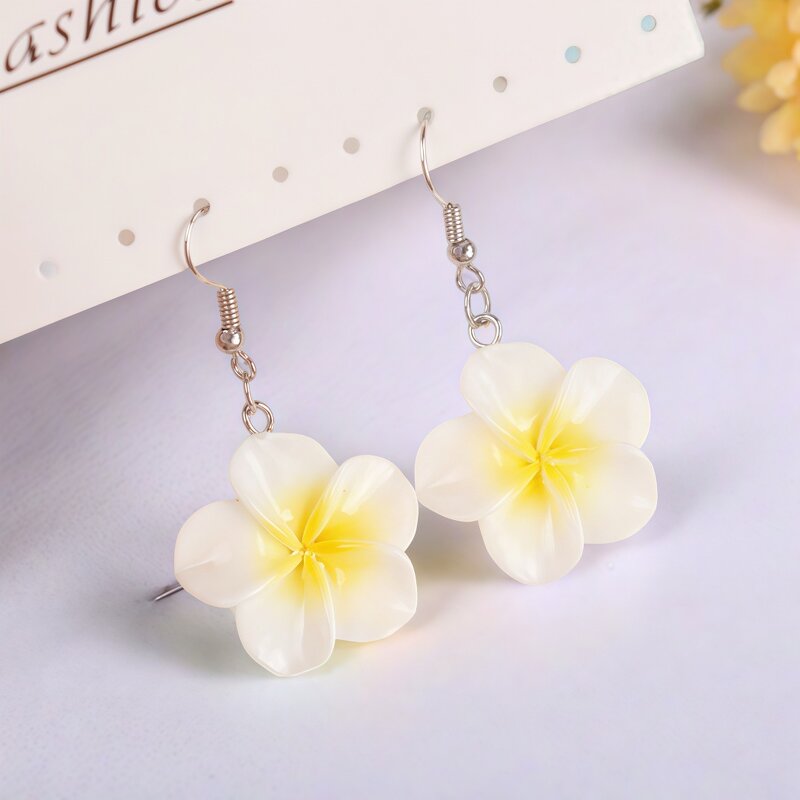 Drop Earrings Manufacturer - Hawaiian Beach Plastic Flower Stylish Summer Women Girls Fashion Jewelry