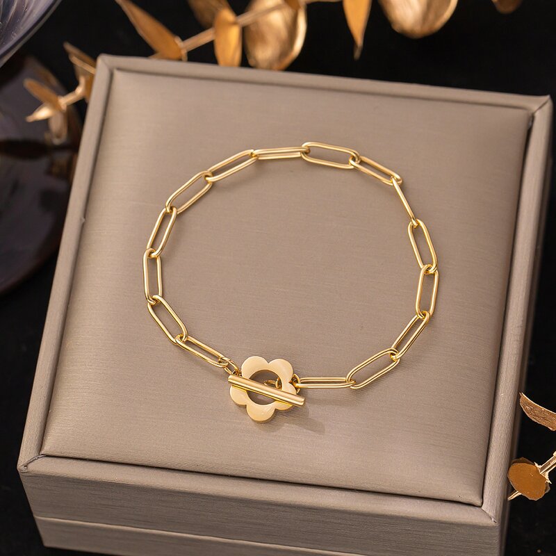 Bracelet Manufacturer - Anti-Allergic Gold Titanium Steel Chain Japanese Korean Fashion Women Jewelry