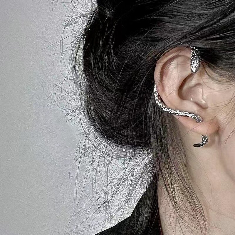 Clip-On Earrings Manufacturer - Vintage Punk Gold-Plated Snake Butterfly Geometric Women Party Jewelry