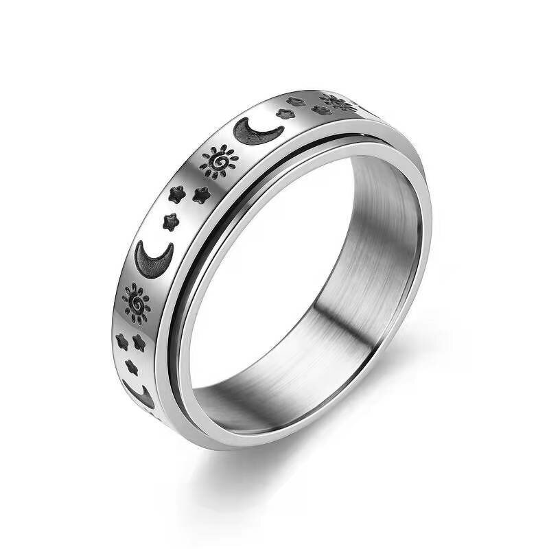 Engagement Bands Manufacturer - Men's Stainless Steel Rotatable Rhodium Plating Boys Finger Ring New Arrival