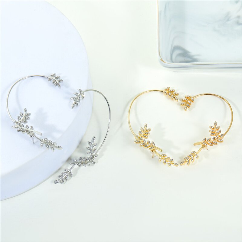 Cuff Earrings Manufacturer - Gold/Silver Leaf Metal No-Piercing Cartilage Women Fashion Accessories