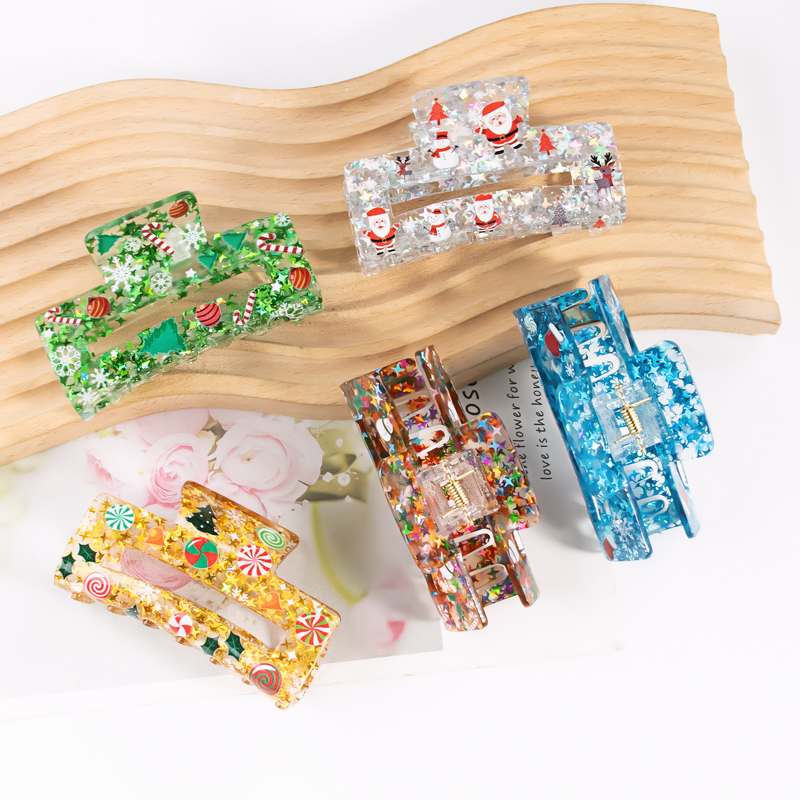 Hair Claw Clip Manufacturer - 8cm Star Sequins Acrylic Glitter Christmas Tree New Year Party Decoration