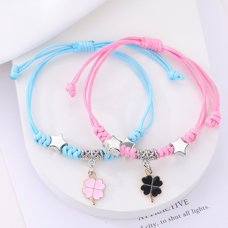 Charm Bracelets Manufacturer - 2pcs/set Star Flower Alloy Imitation Rhodium Plated Women Anniversary Gift