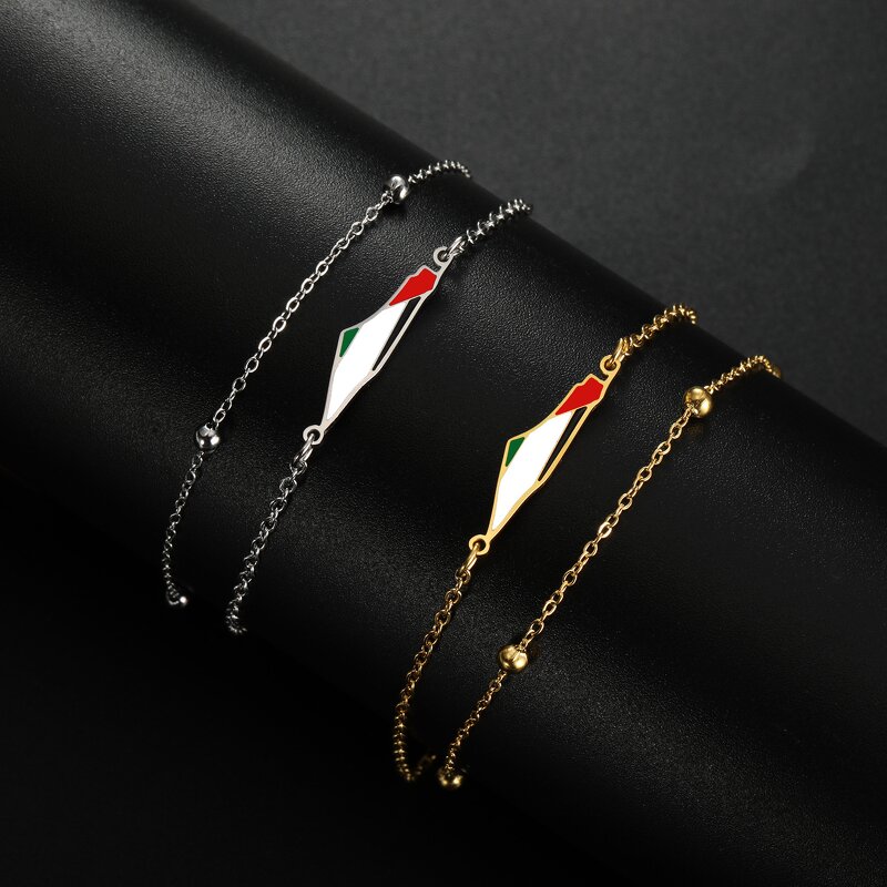 Bracelet Manufacturer - Adjustable Waterproof Gold Plated Palestine Map Stainless Steel Free Chain