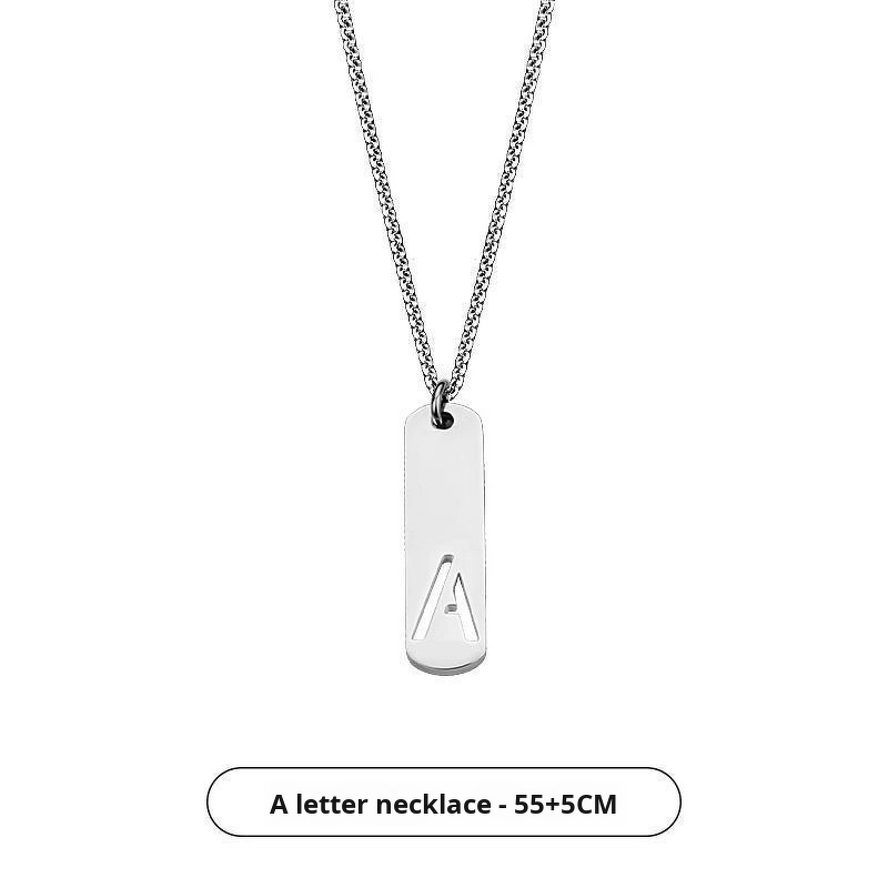Pendant Necklace Manufacturer - Titanium Steel Niche Letter Gold-Plated Trendy Brand Men Versatile Jewelry