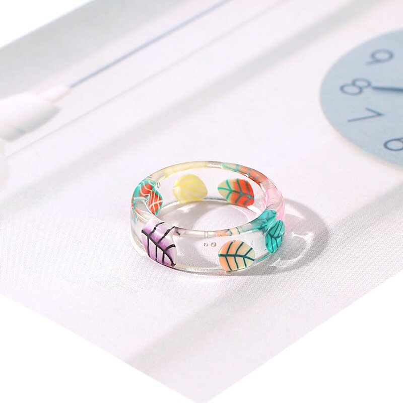 Finger Ring Manufacturer - European-American Fruit Smile Animal Leaf Acrylic Resin Women Girls Cute Jewelry