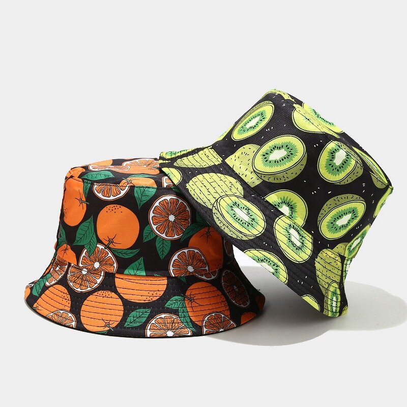 Bucket Hat Manufacturer - Apple Banana Orange Fruit Print Design Cotton Summer Women Fashion