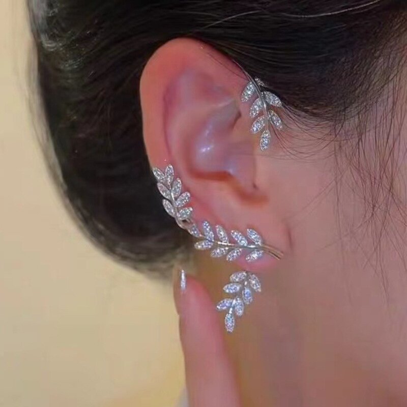 Cuff Earrings Manufacturer - Gold/Silver Leaf Metal No-Piercing Cartilage Women Fashion Accessories