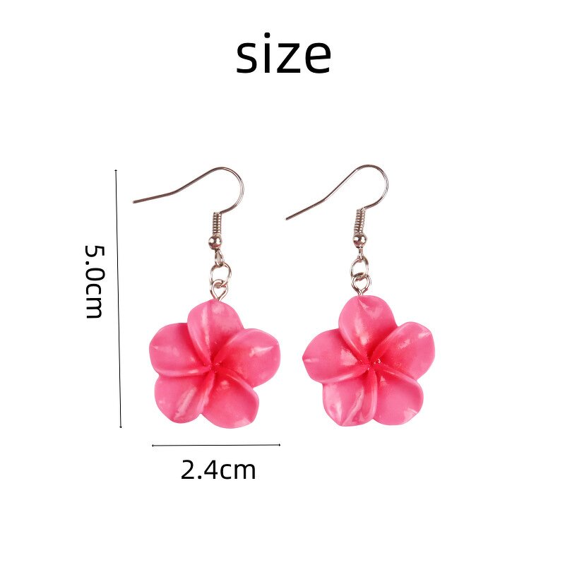 Drop Earrings Manufacturer - Hawaiian Beach Plastic Flower Stylish Summer Women Girls Fashion Jewelry