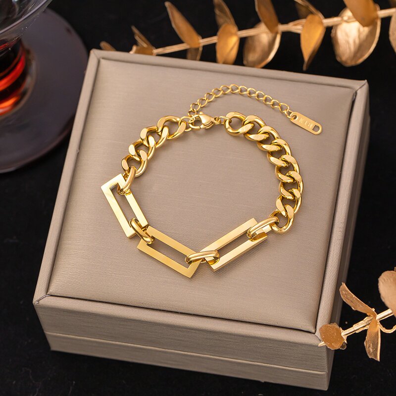 Bracelet Manufacturer - Anti-Allergic Gold Titanium Steel Chain Japanese Korean Fashion Women Jewelry