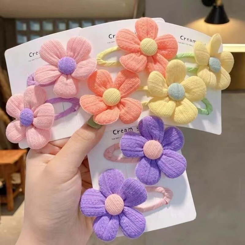 Hair Clips Set Manufacturer - 2 Pcs/set Cute Color Flower Ornament Girls Kids Lovely Barrettes