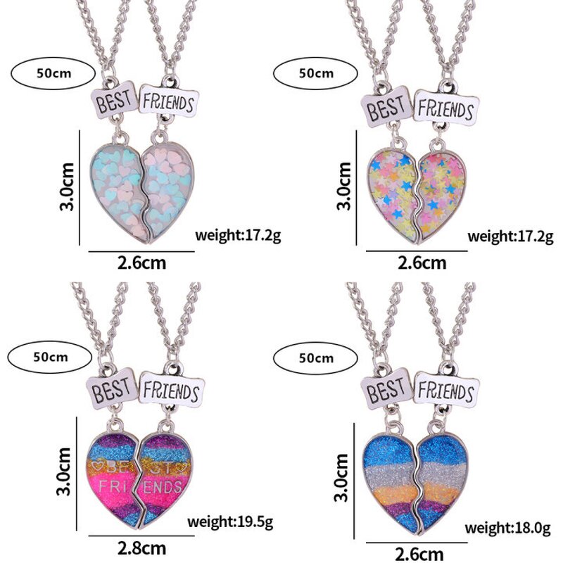 Necklace Set Manufacturer - 2Pcs Heart Broken Gradient Star BFF Couple Girls Boys Best Friends