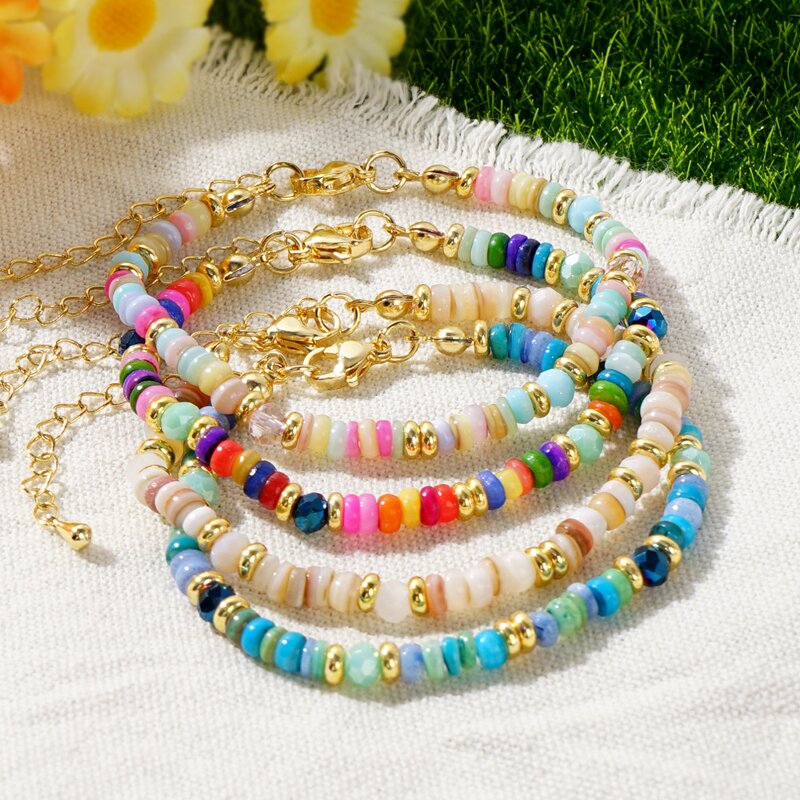 Bracelet Manufacturer - European-American Woven Layered Rainbow Shell Bead Women Fashion Bangle