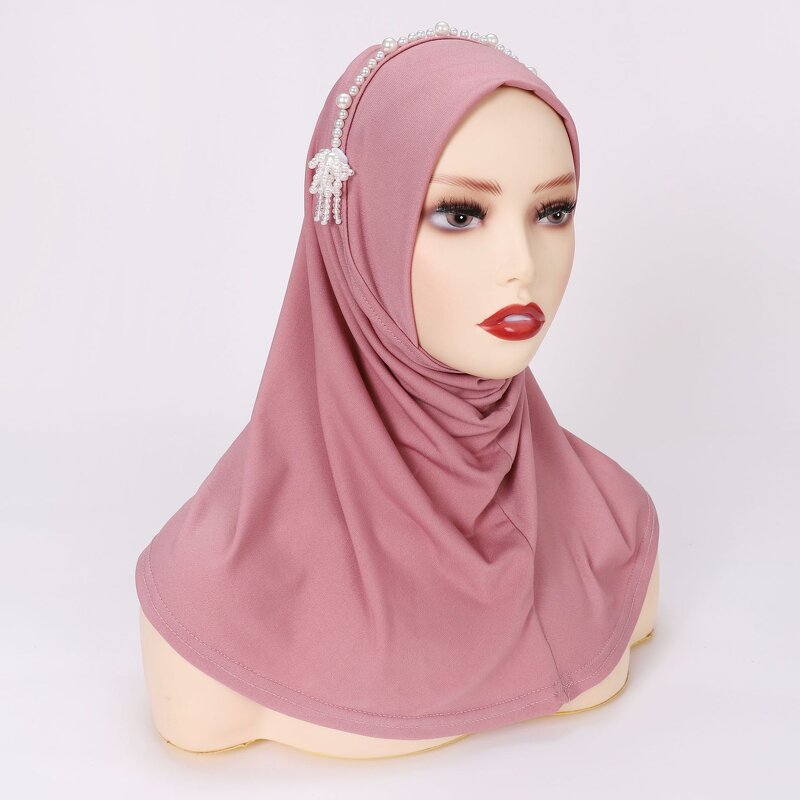 Headscarf Manufacturer - Solid Crystal Hemp Pearl Flower Hui Ethnic Middle Eastern Muslim Hijab