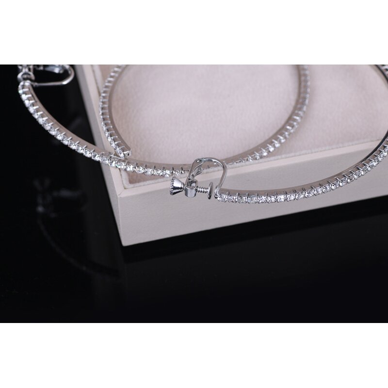 Hoop Earrings Manufacturer - Full Diamond Custom Rhinestones Screw Clip Women Elegant Fashion Jewelry