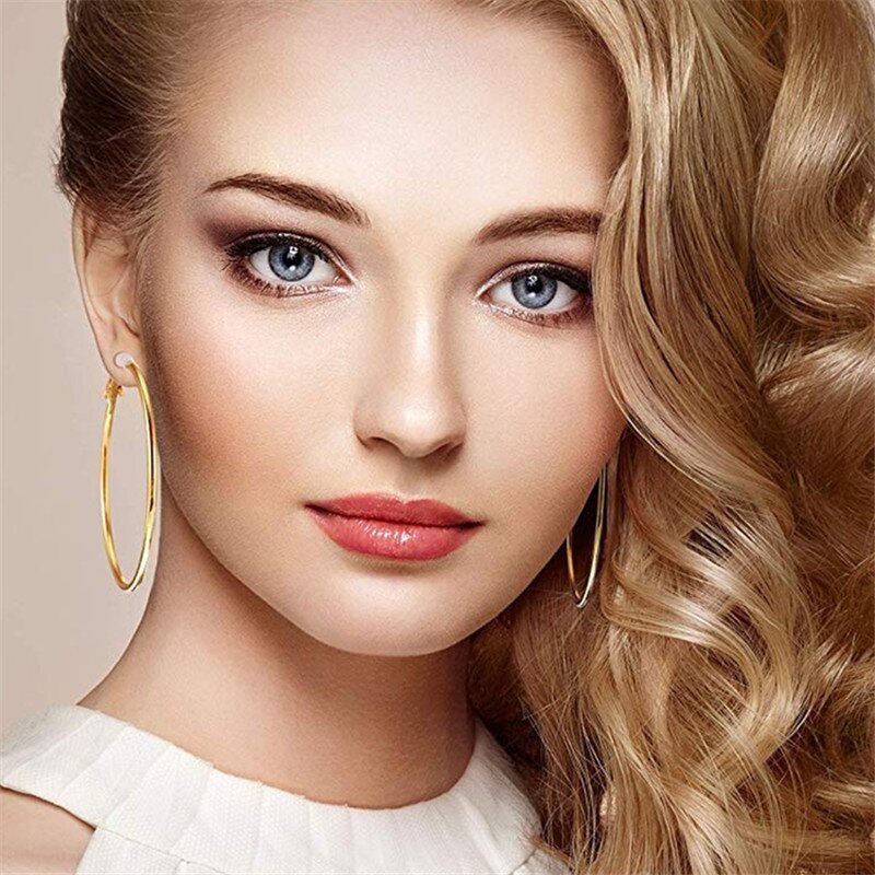 Hoop Earrings Manufacturer - Exaggerated Hip Hop Big Circle Clip-On Women Personality Fashion Jewelry