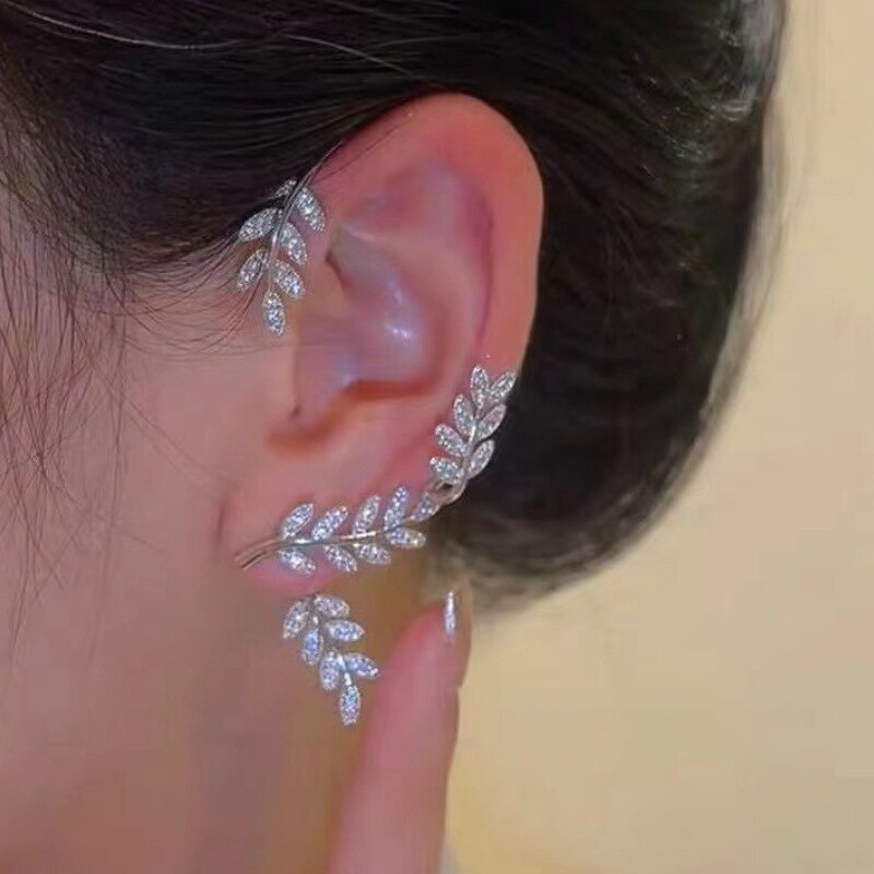 Cuff Earrings Manufacturer - Gold/Silver Leaf Metal No-Piercing Cartilage Women Fashion Accessories