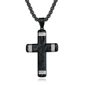 Pendant Necklace Manufacturer - Tibetan Buddhism Zircon Cross Platinum Plated Popcorn Chain Men Wholesale