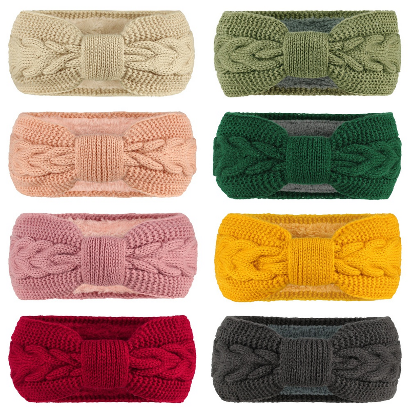 Hairband Manufacturer - Fleece-Lined Knitted Bowknot Autumn Winter Warm Ear Protection Women