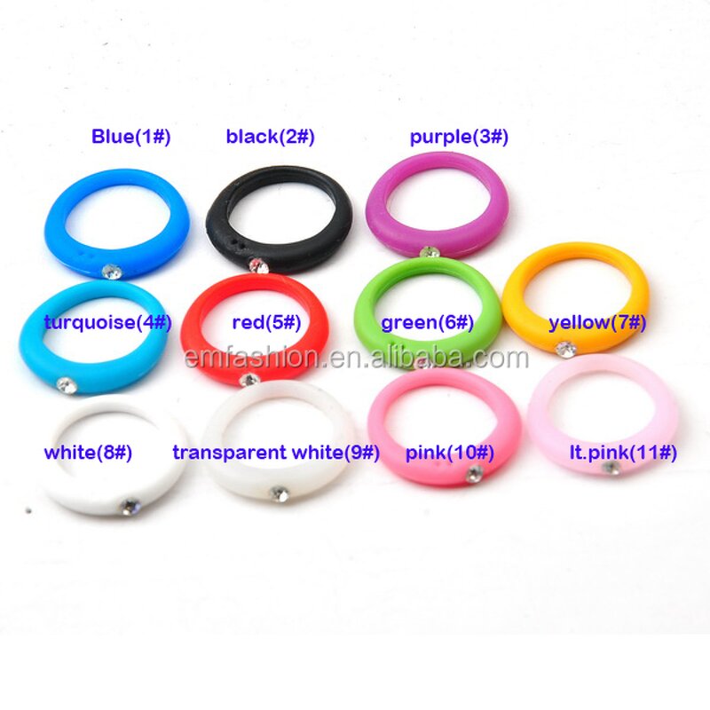 Finger Ring Manufacturer - Single Stone Rhinestone Rubber Silicone Colorful Baby Girls Fashion Ring