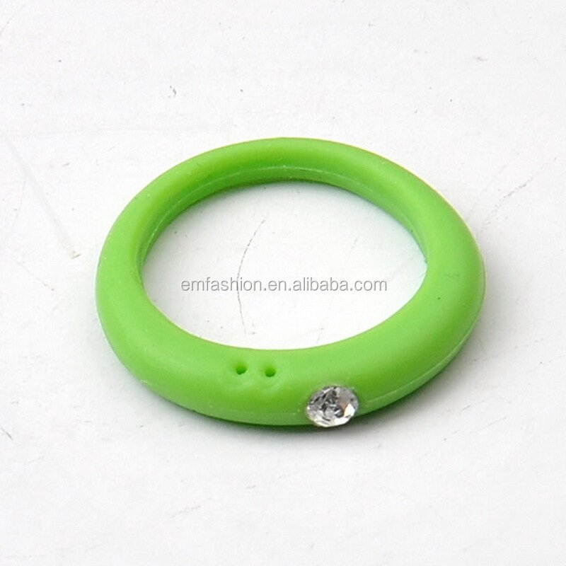 Finger Ring Manufacturer - Single Stone Rhinestone Rubber Silicone Colorful Baby Girls Fashion Ring