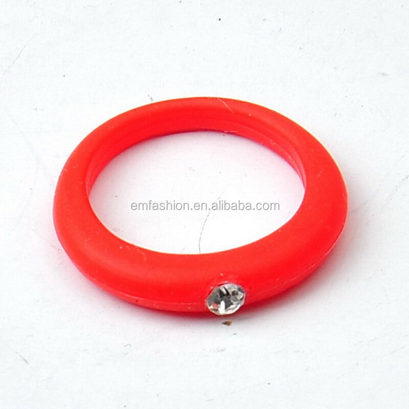 Finger Ring Manufacturer - Single Stone Rhinestone Rubber Silicone Colorful Baby Girls Fashion Ring