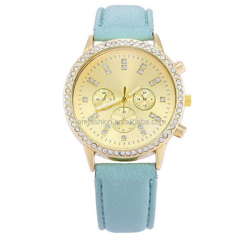 Watch Set Manufacturer - Fashion Luxury Ladies Gemstone Leather Band Bracelet Watch New Arrival