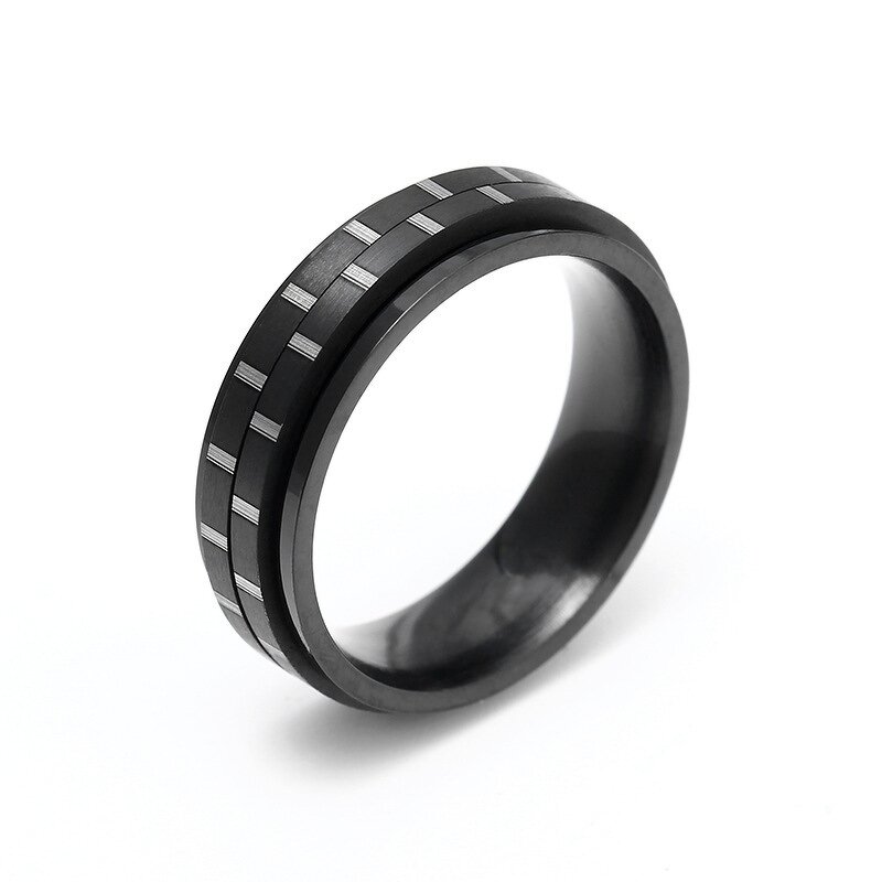 Engagement Bands Manufacturer - Men's Stainless Steel Rotatable Rhodium Plating Boys Finger Ring New Arrival