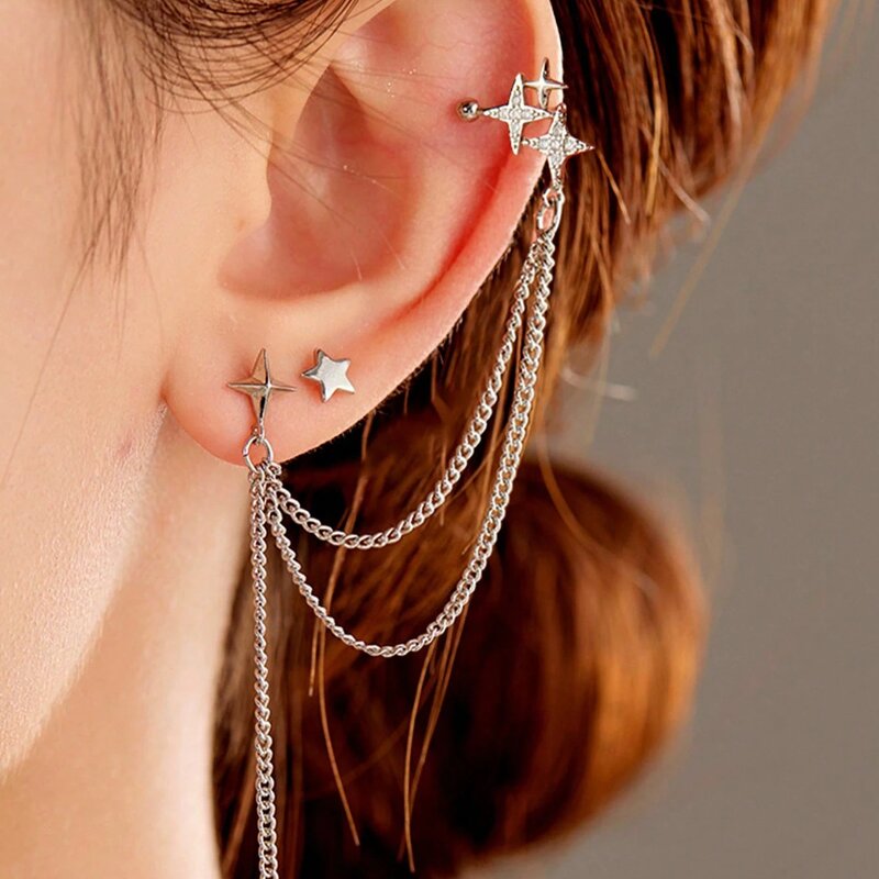 Cuff Earrings Manufacturer - Gold Plated Butterfly Heart Long Tassel Non-Piercing Women Trendy Jewelry