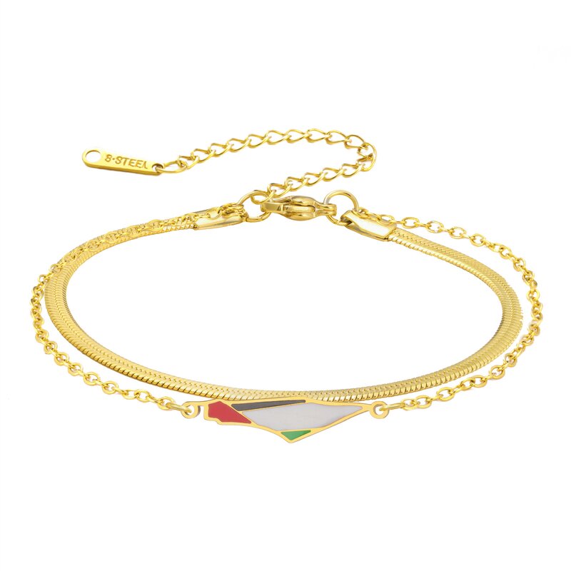 Bracelet Manufacturer - Adjustable Waterproof Gold Plated Palestine Map Stainless Steel Free Chain