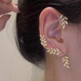 Cuff Earrings Manufacturer - Gold/Silver Leaf Metal No-Piercing Cartilage Women Fashion Accessories