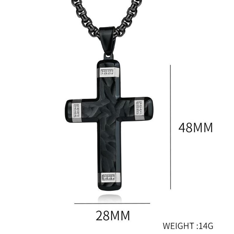 Pendant Necklace Manufacturer - Tibetan Buddhism Zircon Cross Platinum Plated Popcorn Chain Men Wholesale