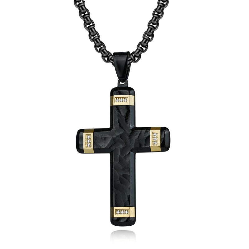 Pendant Necklace Manufacturer - Tibetan Buddhism Zircon Cross Platinum Plated Popcorn Chain Men Wholesale