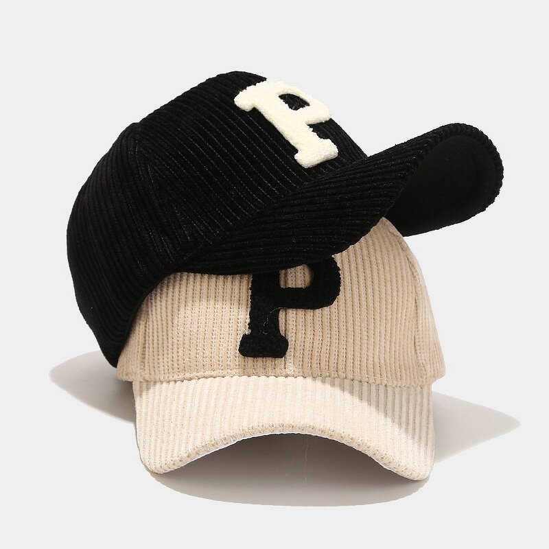 Baseball Cap Manufacturer - Korean Large P Letter Corduroy Autumn Winter Couple Gorras Soft Fabric