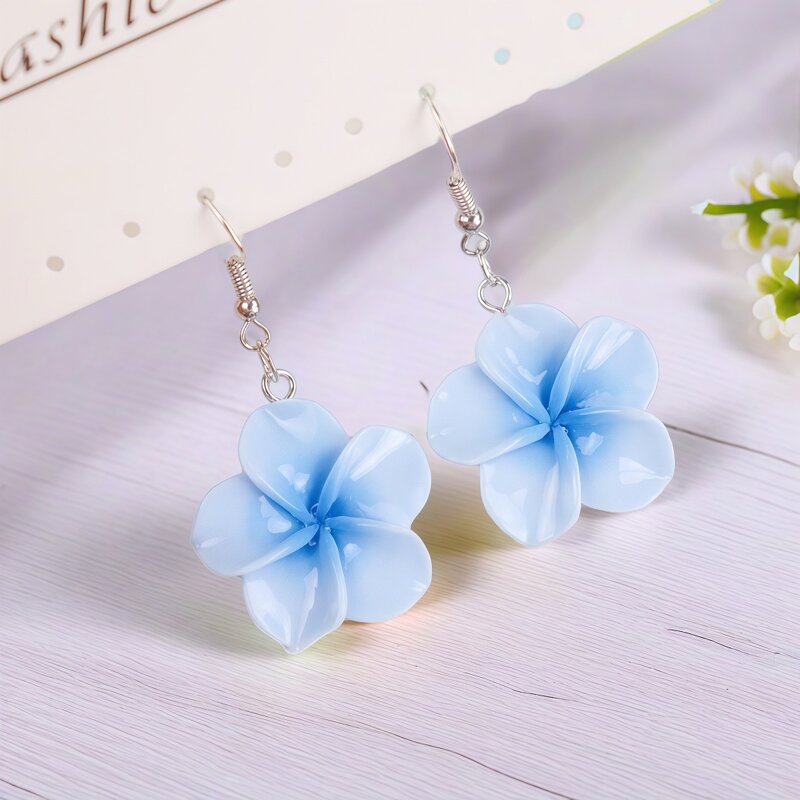 Drop Earrings Manufacturer - Hawaiian Beach Plastic Flower Stylish Summer Women Girls Fashion Jewelry