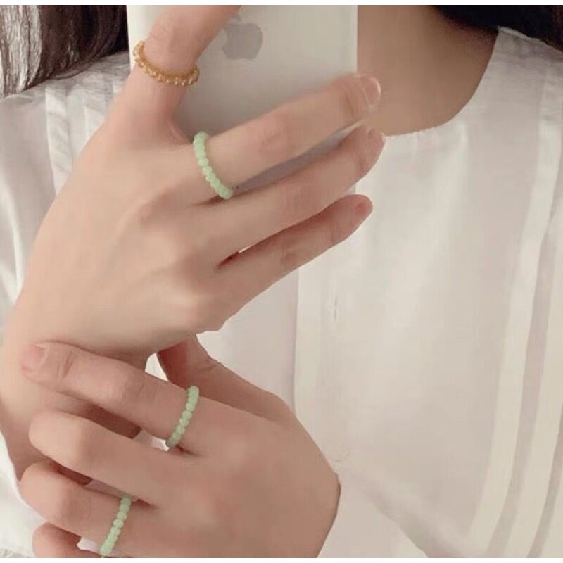 Finger Ring Manufacturer - Fashion INS Korean Flower Crystal Bead Elastic Summer Girls Jewelry