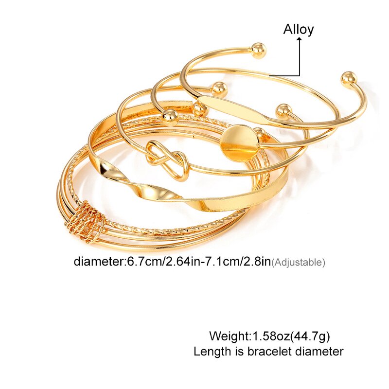 Bangle Set Manufacturer - Multi-Layer Punk Gold Metal Geometric Star Opening Women Fashion Link