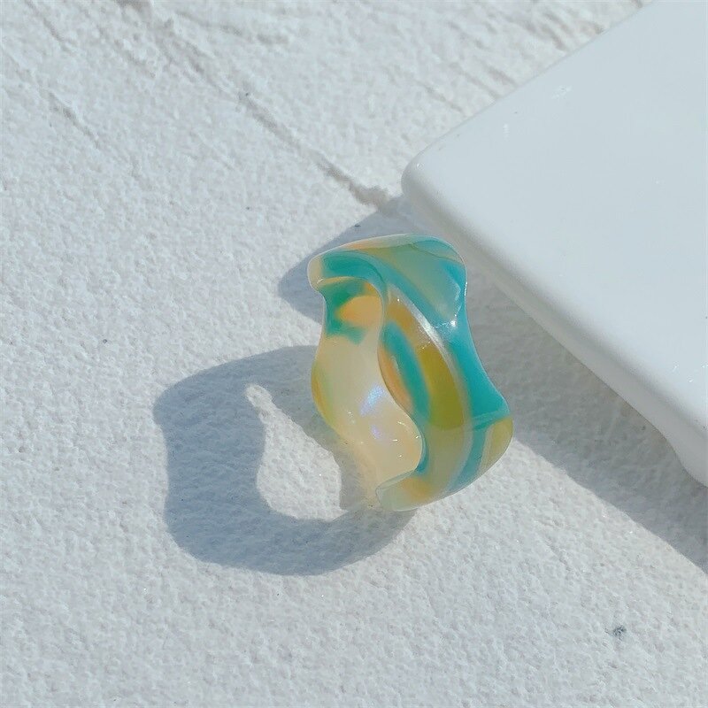 Open Ring Manufacturer - Korean Retro Acrylic Resin Acetic Acid Princess Cut Women Index Finger Party