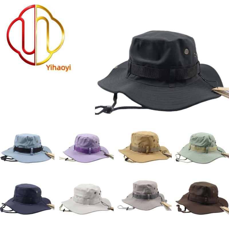 Bucket Hat Manufacturer - High Quality Retro Denim Quick Dry UV Protection Adjustable Drawstring 3D Embroidery Outdoor Travel